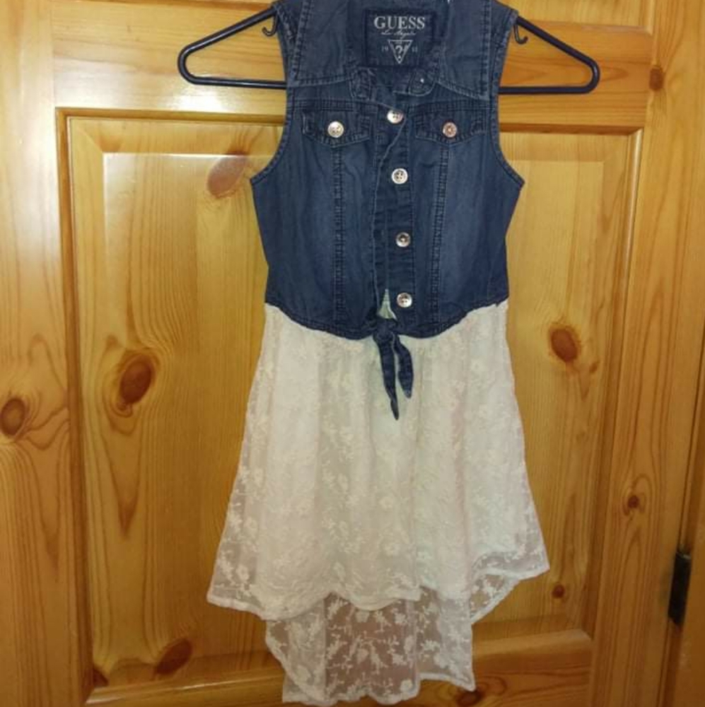 Guess girls dress size 7 lace & denim Fair Pageant dress excellent